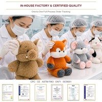 Ensemble de peluches animales douces et confortables avec renard, souris, vache et éléphant, peluches pour canapé moderne, lit et décoration de chambre d'enfant, cadeau