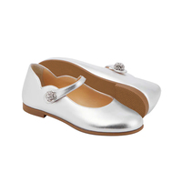 CHOOZII – chaussures de mariage haut de gamme en cuir métallisé argenté pour enfants filles