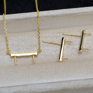 Wenchi S925 <b>Silver</b> Necklace <b>Set</b> Earring <b>Ring</b> Double Bead Accessory 9-10 Pearl Empty Holder DIY Gold Plated Jewelry Findings - Product Image 2