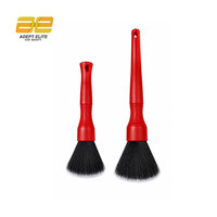 Brosse de nettoyage durable en nylon et cuir, ergonomique, antidérapante, avec manche en PP, rouge, anti-peluchage, pour sièges de voiture, tableau de bord et aérateurs intérieurs