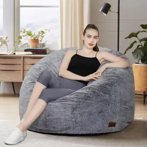 NEU Oval Form Fluffy Lazy Sofa Einsitzer Samt Sitzsack Stuhl Modern Lounge Memory Foam für Wohnzimmer Samt Sitzsack