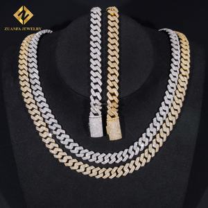 Cadena Cubana de Moissanita FL con Dos Hileras de Diamantes de Imitación de 8mm y 10mm, Joyería Hip Hop para Hombre, Certificados GRA, Pasa el Probador de Diamantes - Product Image 1