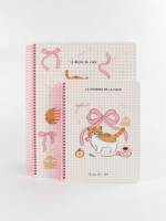 Carnet à spirales A4 personnalisé avec motif chat, couverture rigide, papier offset 100 g/m², 100 feuilles, rose mignon, cadeau pour filles