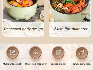 3L and 24cm Electric Hot Pot and Multi-functional Electric Frying <b>Pan</b> Non Stick Inner Electric Multicooker Carton Tempered Glass - Product Image 5