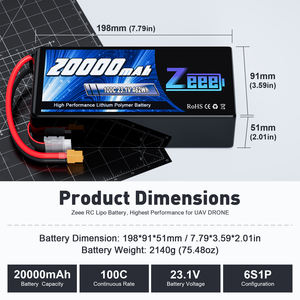 Zeee HV 리포 드론 배터리 6S 23.1V 20000mAh 100C 소프트 케이스 XT60 고전압 리포 배터리 (UAV 드론 FPV용) - Product Image 2