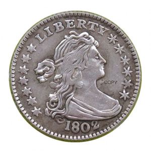 Réplique de la pièce de monnaie américaine de 1802, demi-dime à buste drapé, <span class=keywords><strong>aigle</strong></span> héraldique, plaqué argent, pièces commémoratives décoratives, non magnétiques - Product Image 2