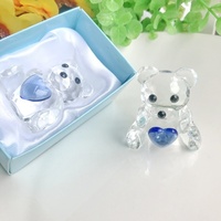 Livraison directe coffret cadeau ours en peluche en cristal bleu pour la fête d'anniversaire de bébé sculpté à la main cadeau de retour sur le thème des animaux de Noël