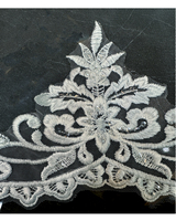 Voiles de mariée Feishiluo en gros, à une couche, en dentelle ivoire avec accessoire en dentelle appliquée, 100% polyester, 3*1,5M