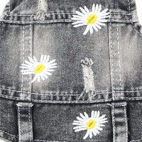 Veste sans manches en denim pour chien, imprimé marguerite, printemps, automne, hiver