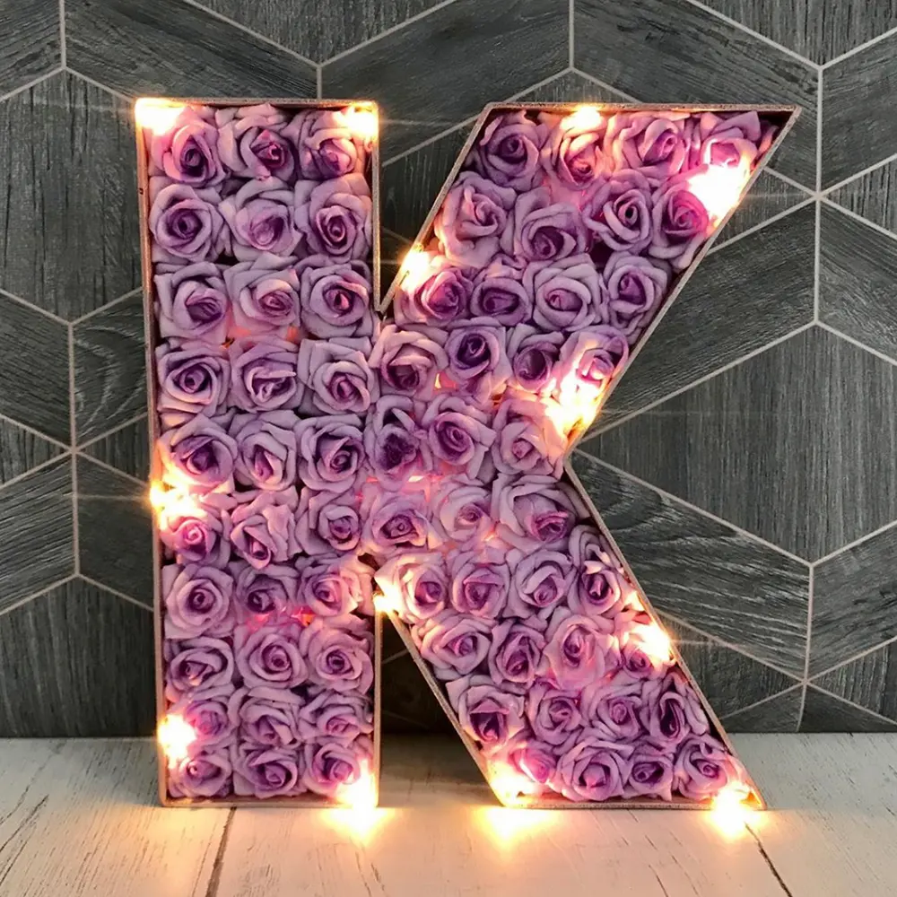 Professional Custom LED Illuminated Decoration Wet Foam Flower Letters For Shopping Mall Event