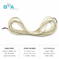 Câble flexible TPE OEM personnalisé 24AWG à 4 conducteurs, à bandes et à extrémités étamées, fil multiconducteur pour dispositifs médicaux