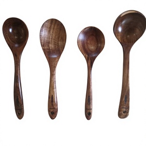 Ensemble de cuillères en bois, 1 pièce, sculptées à la main, finition naturelle, sans danger pour les aliments, compatibles lave-vaisselle et micro-ondes, ustensiles - Product Image 1