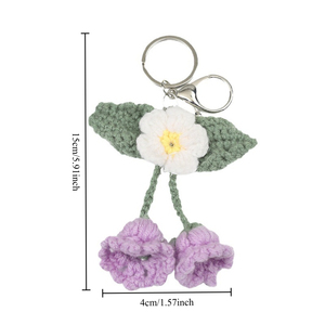 Porte-clés en peluche fleur amigurumi au crochet, tulipe 3D, bijou tricoté, pendentif en coton pour sacs à dos et sacs à main pour femmes - Product Image 6