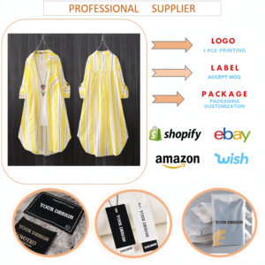 6891 Boutique Ingrosso Primavera 2025 Nuova Camicia Lunga da Donna alla Moda Casual con Colletto a Righe Maniche Lunghe Slim Fit - Product Image 5