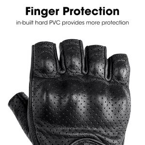 Guanti da moto in pelle Vintage da uomo antivento antivento estivi personalizzati con mezze dita - Product Image 4
