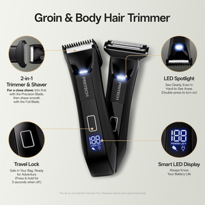 <span class=keywords><strong>Tondeuse</strong></span> corporelle 2-en-1 légère et étanche IPX7 pour <span class=keywords><strong>barbe</strong></span> et poils pubiens, avec double tête détachable - Product Image 2