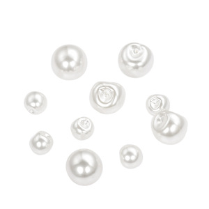 Perles d'imitation rondes à dos plat en résine plastique, matériau pour nail art, perles blanches dispersées pour la fabrication de bijoux DIY - Product Image 5