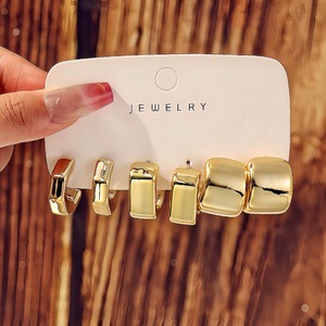 Nuevos Aretes de Aro Grandes en Forma de C con Gota de Agua Dorados de Moda para Mujer, Set de Joyería para Fiesta, Regalo, Aretes de Botón de Moda - Product Image 6