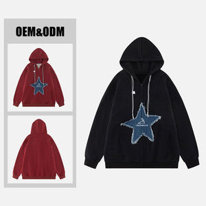 Felpa con Cappuccio e Zip YouChen Personalizzata con Ricamo a Stella, 100% Cotone, Design alla Moda con Coulisse, Vendita all'Ingrosso - Product Image 2