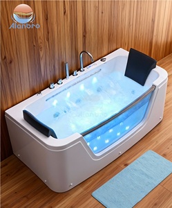 Baignoire de massage à air autoportante en acrylique d'intérieur, baignoire à remous avec cascade, baignoire japonaise chauffée, lumières colorées, ordinateur - Product Image 1