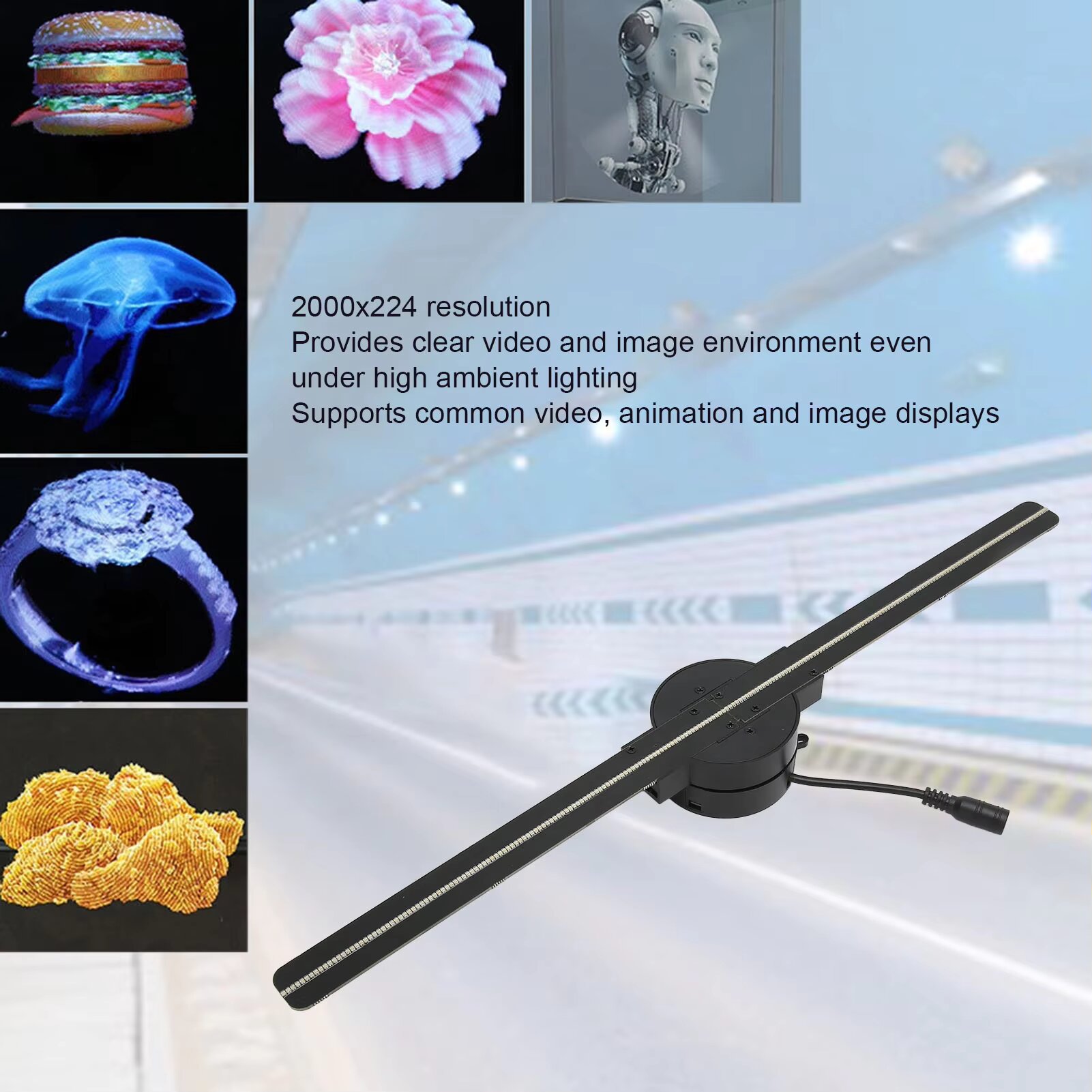 hologram fan projector 3d led