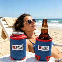 Manchon isotherme pliable en néoprène personnalisé pour canettes de bière de 12 oz, idéal pour les fêtes, mariages, plage, camping, pique-niques, avec carte d'insertion