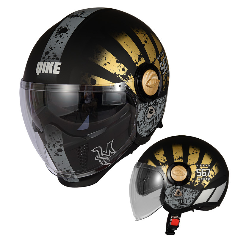 Demi-Casque Jet Moto Ouvert Mi-Cuir Avec Visière UV - Casque Moto Homme Femme (Blanc)