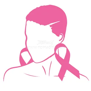 Pink Ribbon Custom Breast Cancer Awareness Heat Pattern Hot Fix Sticker Patches Applique Iron on T-shirt Bags Pillow