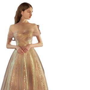 Off The Shoulder Glitter Ball Gown Empire Waist Formal Dress For Evening Party - Product Image 5