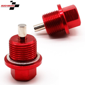 Auso-Racing Magnetic Oil Drain <b>Plug</b> <b>Universal</b> Aluminum Red Silver With Gasket For Car Modification - Product Image 1