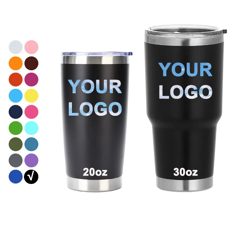 Wholesale powder coated stainless steel double wall insulated vacuum coffee mugs tumblers cups 20 oz travel car mugs