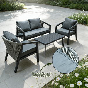 ชุดโซฟาสวน 4 ที่นั่ง ดีไซน์ทันสมัย นั่งสบาย ผลิตจากหวาย PE กันน้ำ ทนทาน พร้อมเบาะรองนั่ง - Product Image 3