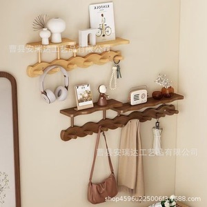 Modern Minimalist Wooden Coat Rack Wall Mounted Key Bag Organizer Entryway Home Use Easy Install - Product Image 2