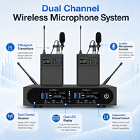 Sistem Lavalier Nirkabel Dua Kanal EX602-T, Mikrofon Lavalier Nirkabel UHF True Diversity untuk Pertunjukan Panggung, Pidato