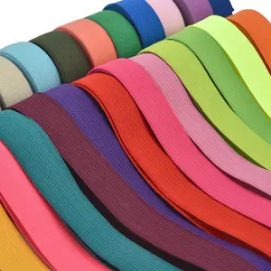 Muti-color Woven Crochet Knitted Elastic Band High Elastic Plain Knitting Flat Width Rubber Tape For Garment Accessories