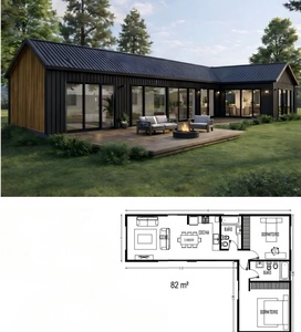 Casa Prefabricada <span class=keywords><strong>de</strong></span> Acero y <span class=keywords><strong>Madera</strong></span> con Diseño Impermeable para Uso en Hoteles, Apartamentos y Villas, Cabaña Modular - Product Image 1
