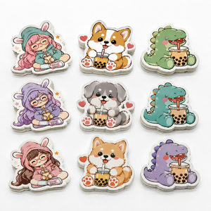 Groothandel op maat gemaakte logo bedrukking UV-bestendig waterdicht kleine <span class=keywords><strong>PVC</strong></span> gestanste sticker zelfklevende vinyl papier cartoon stickers voor kinderen - Product Image 6