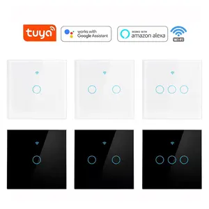 Tuya light 1/2/3 Gang 1000W smart life – interrupteur mural tactile, panneaux de verre wifi, contrôleur de commutateur wifi