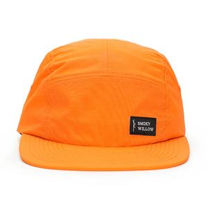 Custom 5 Panel Nylon Woven <b>Patch</b> logo Camp Running Caps Unstructured Orange Hats - Product Image 2