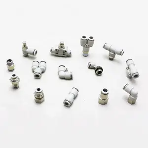 4MM 6MM 8MM 12MM 14MM M5 1/2 to 3/4 SMC type push pneumatic metal fittings for water tubes