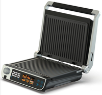 Parrilla Eléctrica de Contacto para Exteriores de 2000W y 6 Rebanadas, sin Humo, con Control Digital, Placa Antiadherente Desmontable de PTFE y Acero Inoxidable