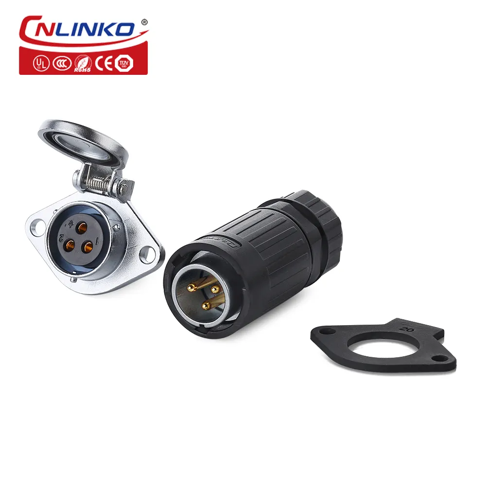 CNLINKO Waterproof Jack Shields E Bike Battery Power 3 Pole cable wire Connector Male 3 Pin and Female 5 Pin Plug Socket