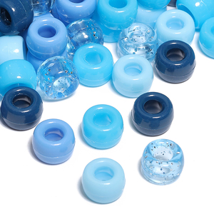 500pcs/bag Wholesale 6x9mm Blue Series Large Hole Acrylic <strong>Beads</strong> Colored Plastic <strong>Pony</strong> <strong>Beads</strong> for DIY - Product Image 4