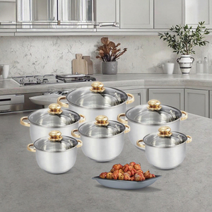 Juego <span class=keywords><strong>de</strong></span> <span class=keywords><strong>Cocina</strong></span> <span class=keywords><strong>de</strong></span> Acero Inoxidable <span class=keywords><strong>de</strong></span> Diseño Moderno, Electrodomésticos <span class=keywords><strong>de</strong></span> <span class=keywords><strong>Cocina</strong></span> que Funcionan con Batería, Tapa <span class=keywords><strong>de</strong></span> Vidrio, Revestimiento Exterior Pulido, Sostenible para el Hogar - Product Image 1