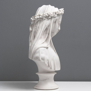 Décoration d'intérieur design moderne sculptée à la main <span class=keywords><strong>statue</strong></span> en <span class=keywords><strong>marbre</strong></span> blanc grandeur nature avec <span class=keywords><strong>voile</strong></span> - Product Image 2