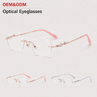 Nouvelles montures optiques sans monture pour femmes, lunettes de luxe avec branches décoratives, lunettes de vue tendance Zg510bw