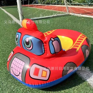 Flotador inflable Huaiyu para niños, diseño de camión de bomberos de dibujos animados, juguete acuático de PVC con asa para jugar al aire libre - Product Image 1