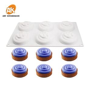 Mousse Moules Gâteau Décoration Outils Boulangerie Pâtisserie Outils D'art <span class=keywords><strong>Comestible</strong></span> MC-146 AK 6 cavités Spiricule D'ondulation En Silicone - Product Image 4