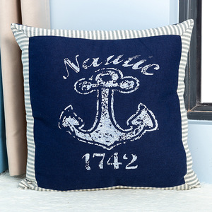 Nautical Anchor Print <b>Throw</b> <b>Pillow</b> Cotton Linen Square Cushion Decorative Sofa <b>Pillow</b> Marine Pattern Washable - Product Image 2