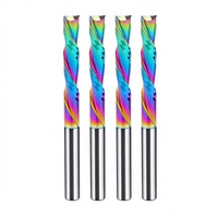 Fraise à deux dents en acier au tungstène de 6 mm, revêtement DLC coloré, pour machine de gravure CNC pour le travail du bois, modèle YB006